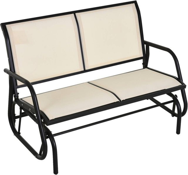 Outsunny Schaukelbank mit Textilene-Netzstoff in Beige und Metallgestell, B/H/L: 120 x 70 x 85 cm - Bild 1