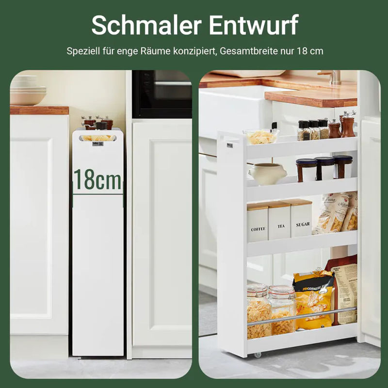 SoBuy Nischenregal Küchenwagen mit 4 Etagen in Weiß, B/T/H: 60 x 18 x 81,5 cm - Bild 3