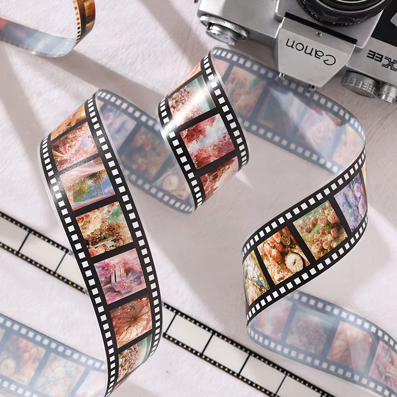 10-Rollen-Set Washi Tape im Retro-Film-Design aus PET für DIY-Scrapbooking und Kartenherstellung, Mehrfarbig - Bild 2