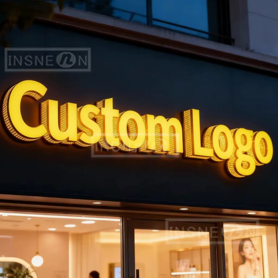 Individuelles Business Logo Neon LED Schild aus Metall in 3D-Optik für Außenwerbung und Wandgestaltung in Schwarz - Bild 2