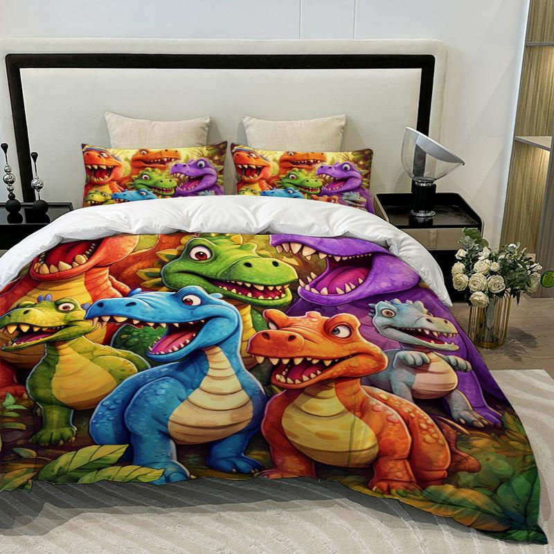 3-teiliges Dinosaurier Bettwäsche-Set AEqueen aus weichem Mikrofaser-Stoff, buntes Cartoon-Design, B/H: 200 x 230 cm - Bild 4