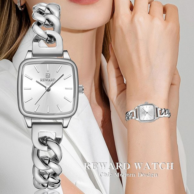BELOHNUNG Armbanduhr Quarz, Edelstahl, Silber, Grün, Damen - Bild 1