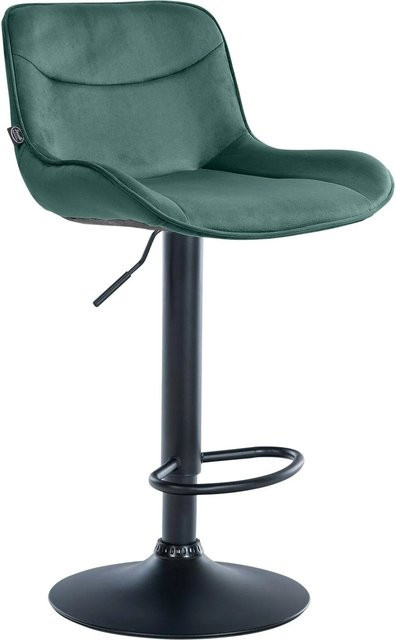 DELUKE Barhocker RAGAD höhenverstellbarer Barstuhl aus Samt in Grün und Schwarz mit Lehne und 360 Grad Drehbarkeit, B/T/H: 49 x 51 x 85 cm - Bild 1