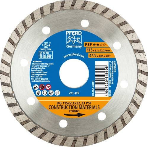 PFERD Diamant-Trennscheibe PSF für Stein und Beton, Farbe: Silber, Durchmesser: 115 mm, Bohrungs-Ø: 22,23 mm - Bild 1