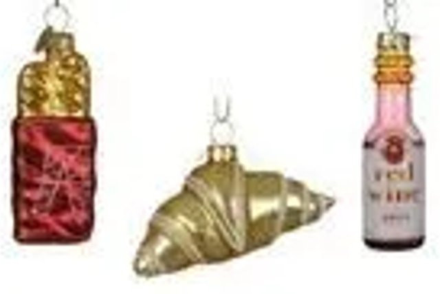 Kaemingk Christbaumschmuck Französische Delikatessen aus Glas in Rot mit 6 cm Durchmesser - Bild 1