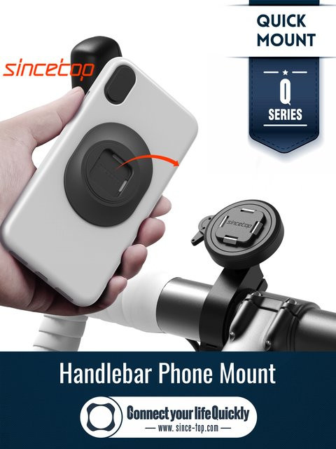 Sincetop Motorrad-Lenker-Telefonhalterung aus Aluminium, universelle Smartphone-Halterung für MTB, Rennrad und Fahrrad, Serie Q, Schwarz - Bild 1