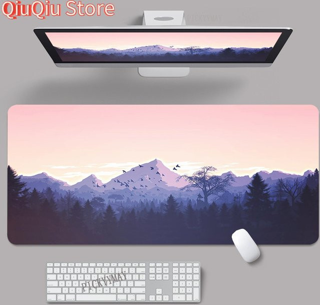 Potdemiel Gaming-Mauspad Design Forest Firewatch, Schreibtischunterlage Multicolor, B/T: 90 x 40 cm - Bild 1