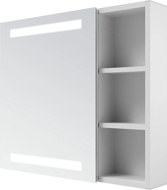 Aquabatos Bad Spiegelschrank mit LED-Beleuchtung und Antibeschlag in Weiß, B: 70 cm, H: 60 cm, T: 11 cm - Bild 1