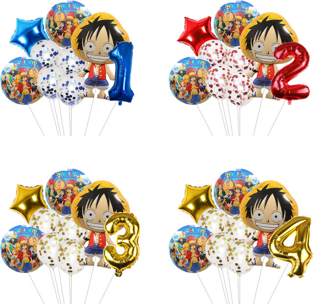 Bandai One Piece Folienballons mit Luffy Zoro und Nami Figuren für Kinder Geburtstagsparty Deko in Mehrfarbig - Bild 1