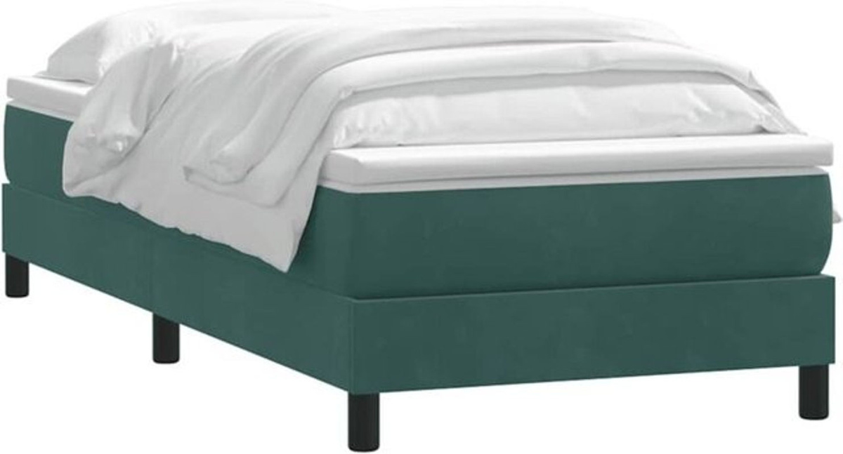 vidaxl Boxspringbett mit Matratze in Grün aus Samt, B/L: 80 x 220 cm - Bild 1