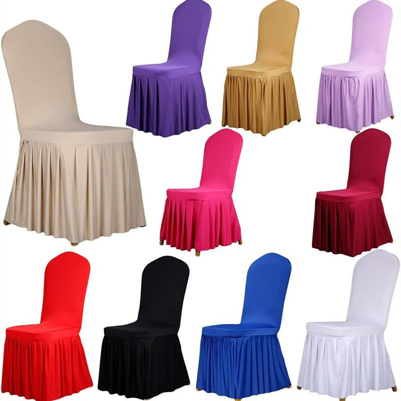 Yiran Furniture Hochzeitsstuhlbezug aus elastischem Spandex mit Rockfalten in Weiß - Bild 3