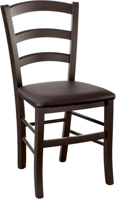 PULSIVA Holzstuhl Herakles 2 Komfort im 2er Pack, Sitz dunkelbraun, Gestell wenge, B/T/H: 44 x 51 x 87 cm - Bild 1