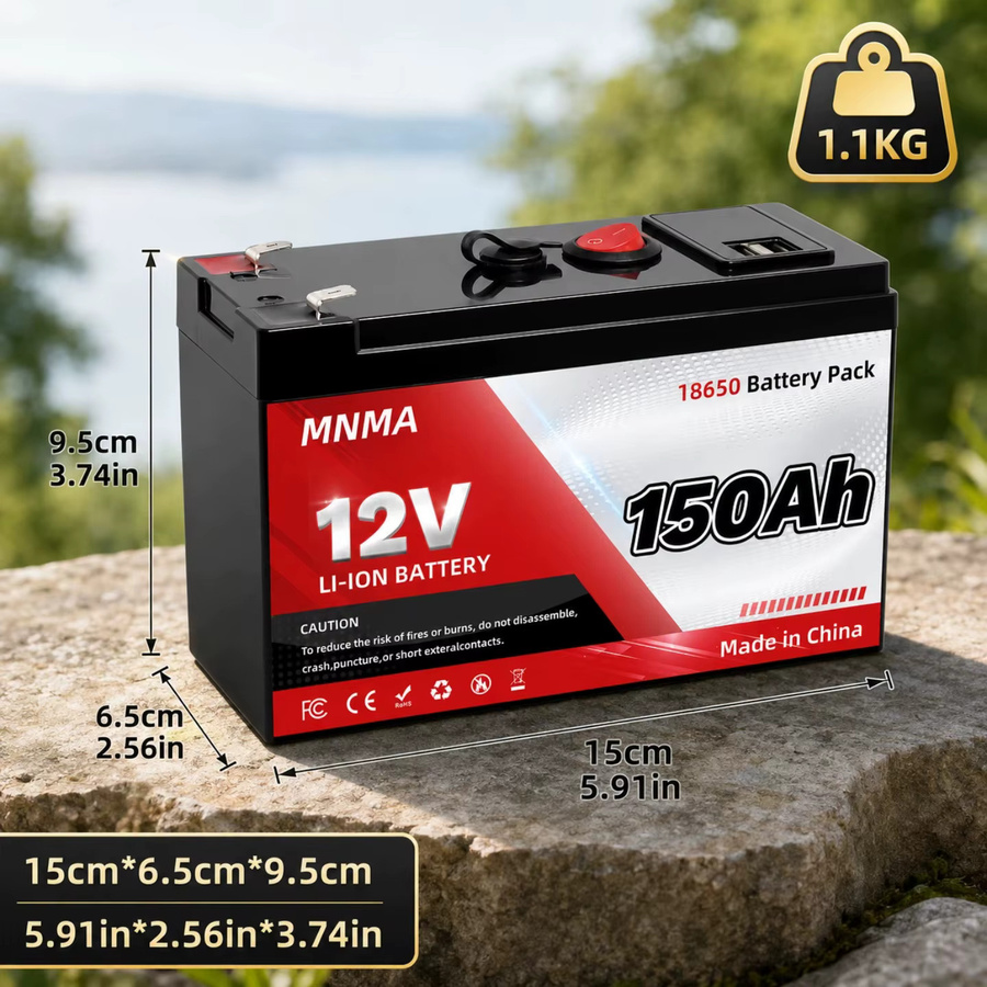 MNMA 12V LiFePO4 Lithium-Batterie 150Ah mit BMS in Schwarz - Bild 5