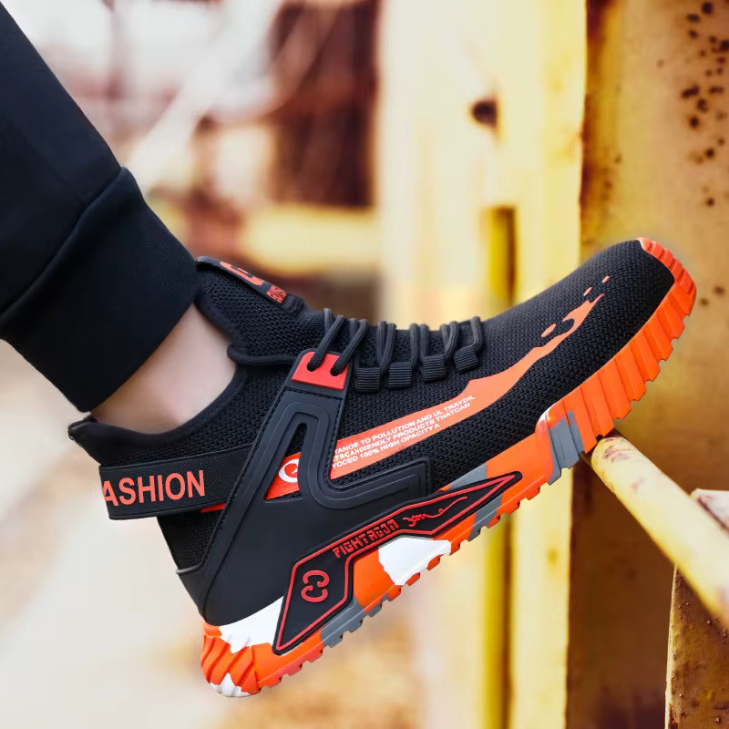 Yuxiang Sicherheitsschuhe für Herren in Orange und Schwarz mit Stahlkappe und durchtrittsicherer Gummisohle nach EN ISO 20345 - Bild 4