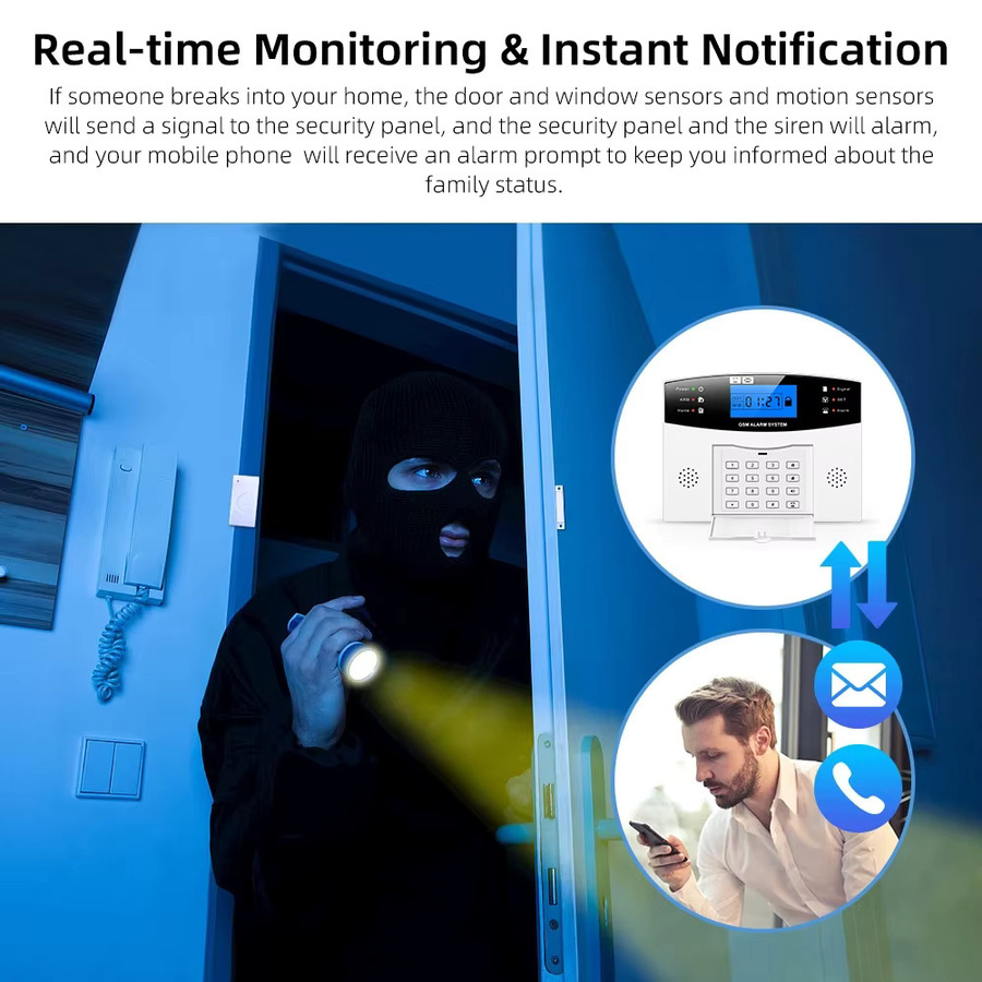 ALARMEST Smart Home Sicherheitssystem 2G GSM WLAN Drahtloses DIY Alarmsystem mit App-Steuerung und Alexa-Kompatibilität, Weiß - Bild 3