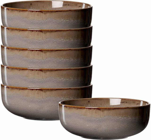Ritzenhoff & Breker Müslischalen Malaga aus Keramik, Braun, 6er Set, Durchmesser: 15,5 cm - Bild 1