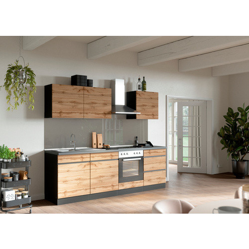 HELD MÖBEL Spülenschrank Tampa in Braun und Grau, moderner Küchenschrank mit Scharniertüren, B/H/T: 120 x 86 x 60 cm - Bild 2