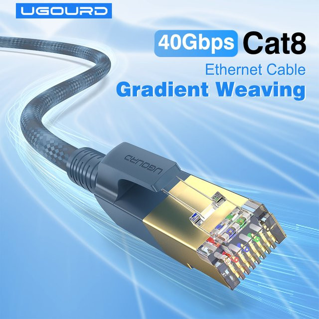 UGOURD RJ45 CAT8 Ethernet-Kabel mit Farbverlauf, 40 Gbps LAN Patch Cord für Laptop und Router, Multicolour - Bild 1