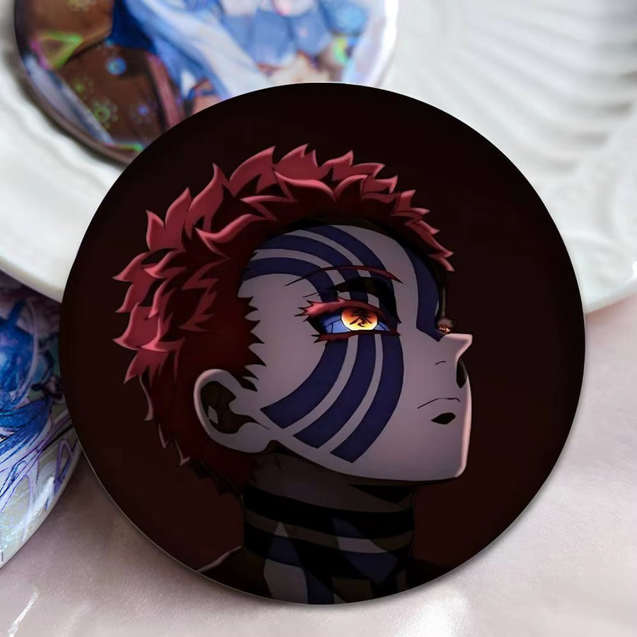 Demon Slayer Akaza Anstecknadel Brosche aus Metall, rund, Multicolor, Bilibili Fan-Zubehör - Bild 3