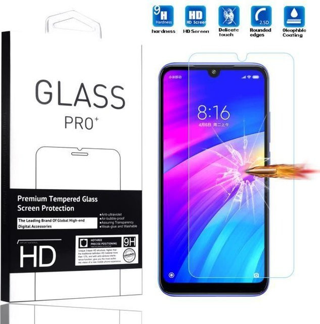 Xiaomi Displayschutzfolie aus gehärtetem Glas für Redmi 7, transparent, 2.5D, stoßfest und sturzsicher - Bild 1
