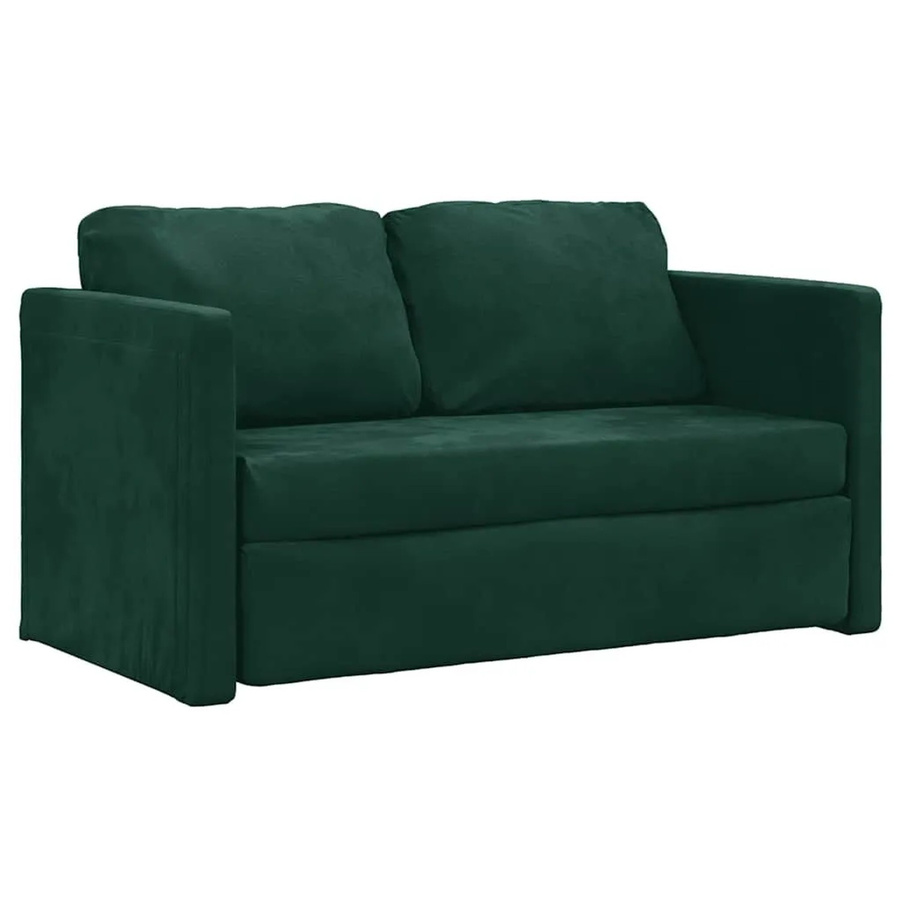 vidaXL Bodensofa mit Schlaffunktion in Dunkelgrün aus Samt, B/T/H: 122 x 204 x 55 cm - Bild 2