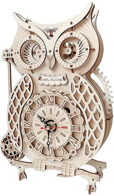 Linyi toy car 3D DIY Holzpuzzle Eule Pendel Vintage Uhr, ab 14 Jahre - Bild 1