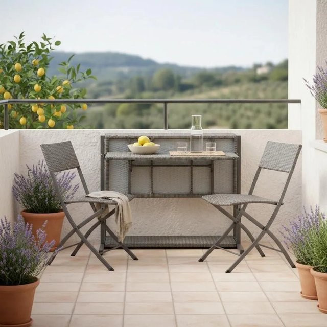 Bessagi Garden Loungeset Mario Modular in Grau mit Polyrattan, Metallgestell und passendem Outdoor-Couchtisch - Bild 1