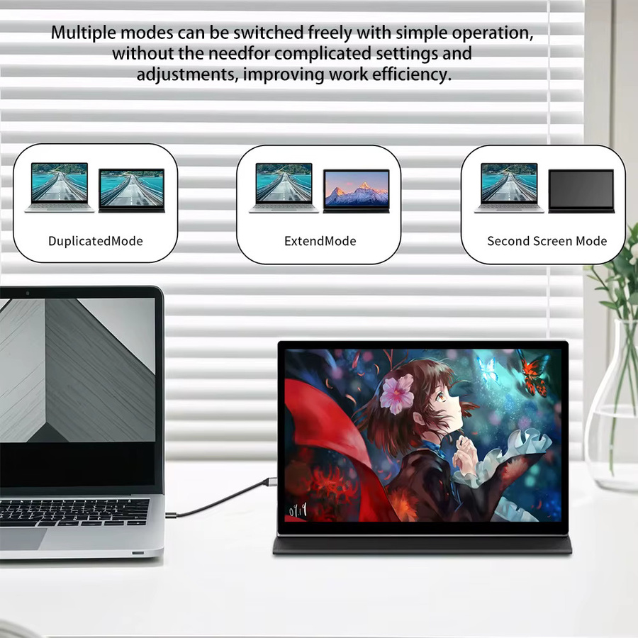 AISHICHEN OLED Tragbarer Monitor 10,5 Zoll 2K QHD Touchscreen in Schwarz mit USB-C und HDMI für Laptop, Mac, Handy sowie PS4/5 und Nintendo Switch - Bild 5