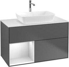 V&B Waschtischunterschrank Finion 100 in Weiß und Anthrazit mit Regal, B/T/H: 100 x 50,1 x 50,1 cm - Bild 1