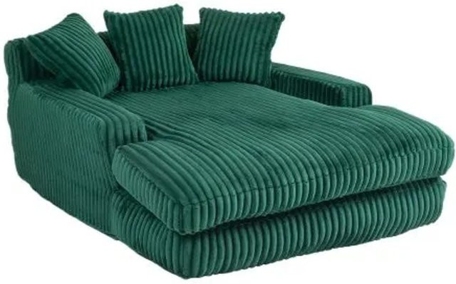PXloue Stoffsofa aus Cord in Grün mit 3 Kissen, B/T/H: 125 x 155 x 63 cm - Bild 1
