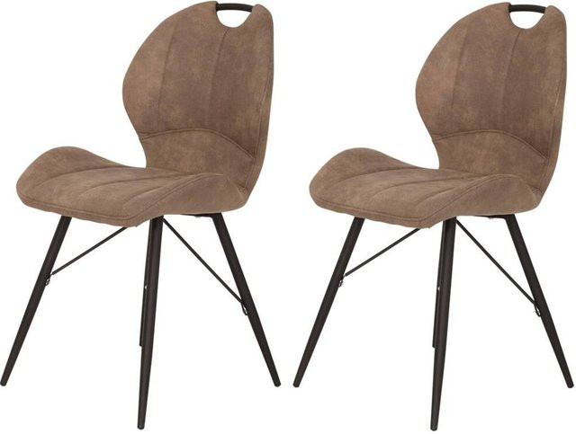 2er Set Stühle Hela in Braun aus Microfaser mit modernem Design, B/H/T: 50 x 86 x 56 cm - Bild 1