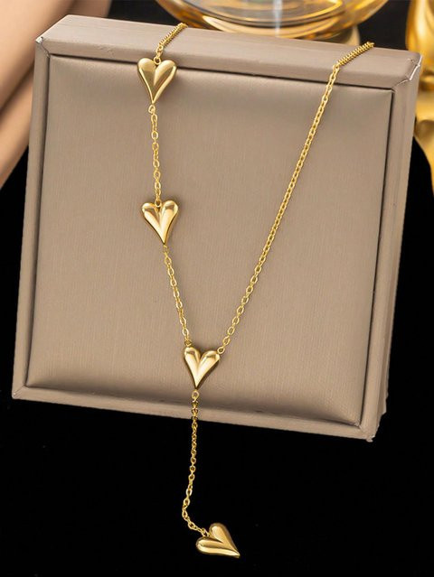 yuyongzhi Halskette Edelstahl, gold, herzförmiger Anhänger, Damen - Bild 1