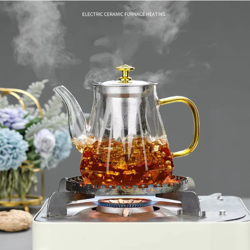 JUSTINLAU Glas-Teekanne aus hitzebeständigem Borosilikatglas in Transparent mit abnehmbarem Edelstahl-Ei und Infuser, 0,4 l - Bild 3