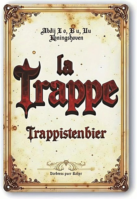 ZX ART La Trappe Trappistenbier Metallschild Vintage Eisenwandkunst in Beige, B: 20 cm, H: 30 cm - Bild 1