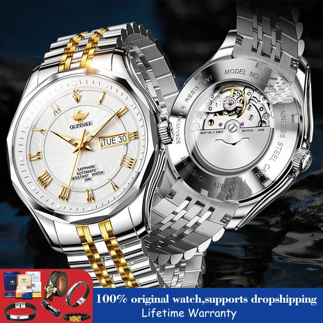 OUPINKE Armbanduhr, Automatik, Edelstahl, Diamant, Herren - Bild 1