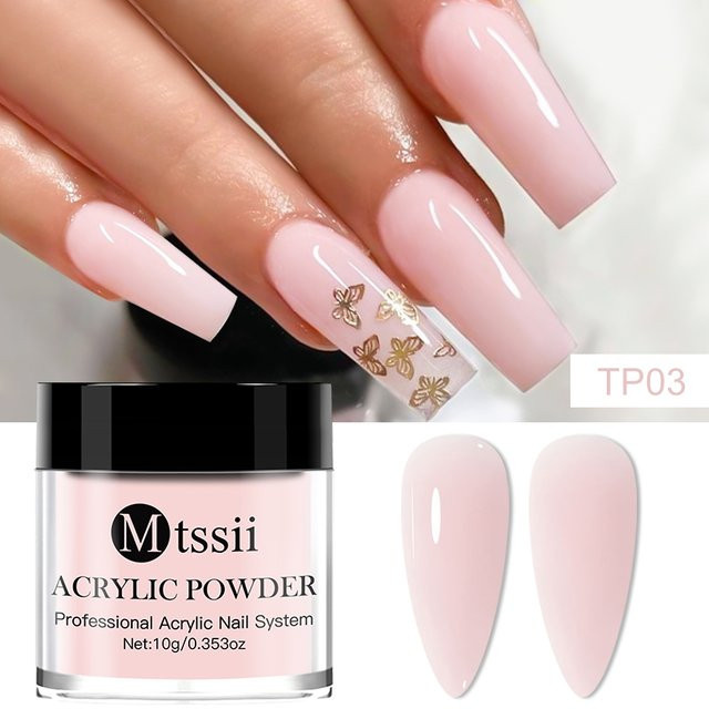 Mtssii Acryl-Nagelpulver, Weiß Transparent Rosa Nude, Glänzend, 10 ml - Bild 1