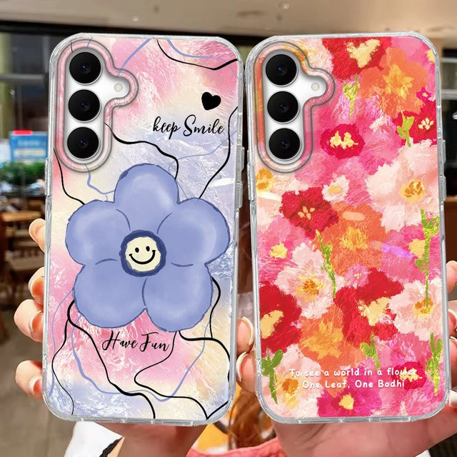 FunYudas Luxus Handyhülle mit bunten rosa Blumen für Samsung Galaxy S25 FE S26 S24 S23 S22 S21 S20 Ultra, weiche TPU Abdeckung, Pink Multicolour - Bild 1
