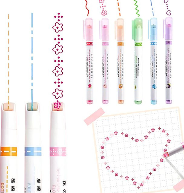 ZYF Textmarker Set in Blumenform, 3 Stück dekorative Konturenstifte in Mehrfarbig, Zeichenutensilien für den Schulbedarf - Bild 1
