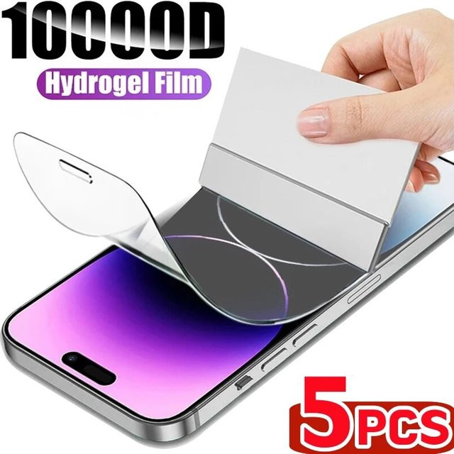 SFHOMIE Hydrogel Display Schutzfolie für iPhone 11 12 13 14 15 Pro Max, 5er Pack, transparent - Bild 1