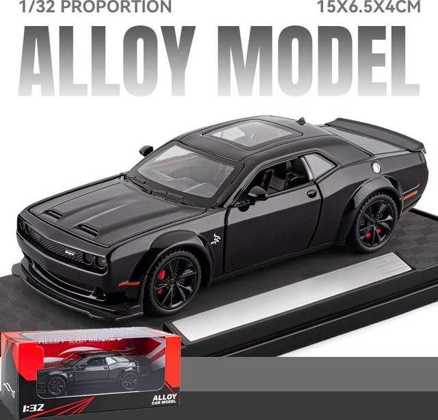 Linyi toy car Dodge Challenger Srt Hellcat Redeye Widebody, Modellauto, 1:32, Metall, Schwarz, ab 18 Jahre - Bild 1