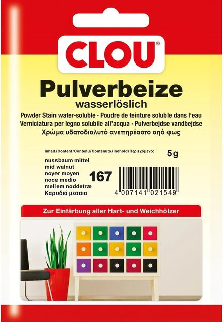 Clou Pulverbeize Nussbaum Mittel Wasserbasiert 250 g - Bild 1