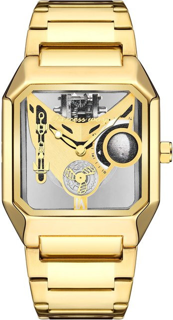StrideBox Armbanduhr, Quarz, Edelstahl, Gold, Eckig, Herren - Bild 1