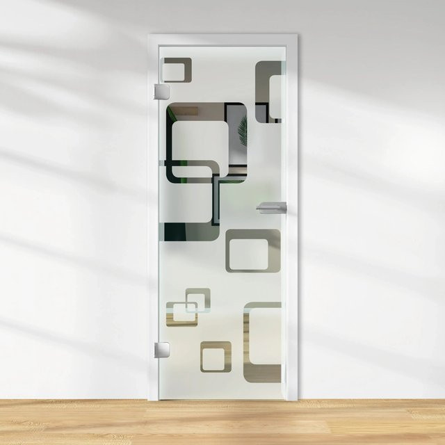 Skyscope Glasdrehtür ESG Floatglas Dekor Siebdruck, DIN Links, Transparent, H x B x T: 197,2 x 70,9 x 0,8 cm - Bild 1