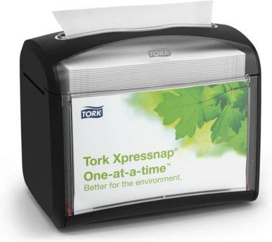 Tork Serviettenspender Xpressnap Fit 272611 Schwarz aus Kunststoff mit Einzelblattausgabe und Füllstandanzeige, B: 201 mm, T: 150 mm, H: 155 mm - Bild 2