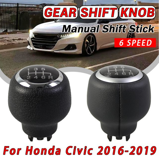 DOMENICA 6-Gang-Schaltknauf für Honda Civic 2016-2019 in Schwarz, Teilenummer 54102-TBA-L02ZB - Bild 1