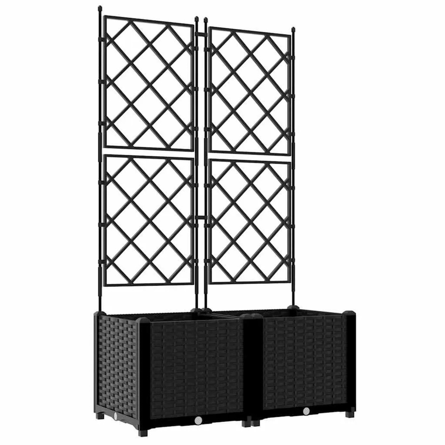 vidaXL Garten-Pflanzgefäß Set aus Stahl in Schwarz, 2 Stück, B/T/H: 80 x 40 x 143 cm - Bild 2