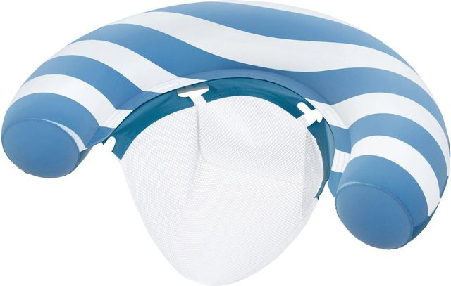 Bestway Poolsitz mit Textiloberfläche in Blau-weiß Gestreift, B/T/H: 96 x 96 x 19 cm - Bild 1