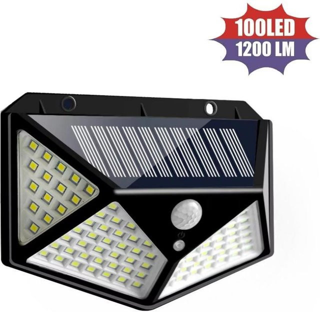 6er-Pack Solarleuchten für den Außenbereich mit 100 LED, Bewegungssensor und 3 Modi, IP65 wasserdichte Wandleuchte für Garten und Terrasse, Schwarz - Bild 1