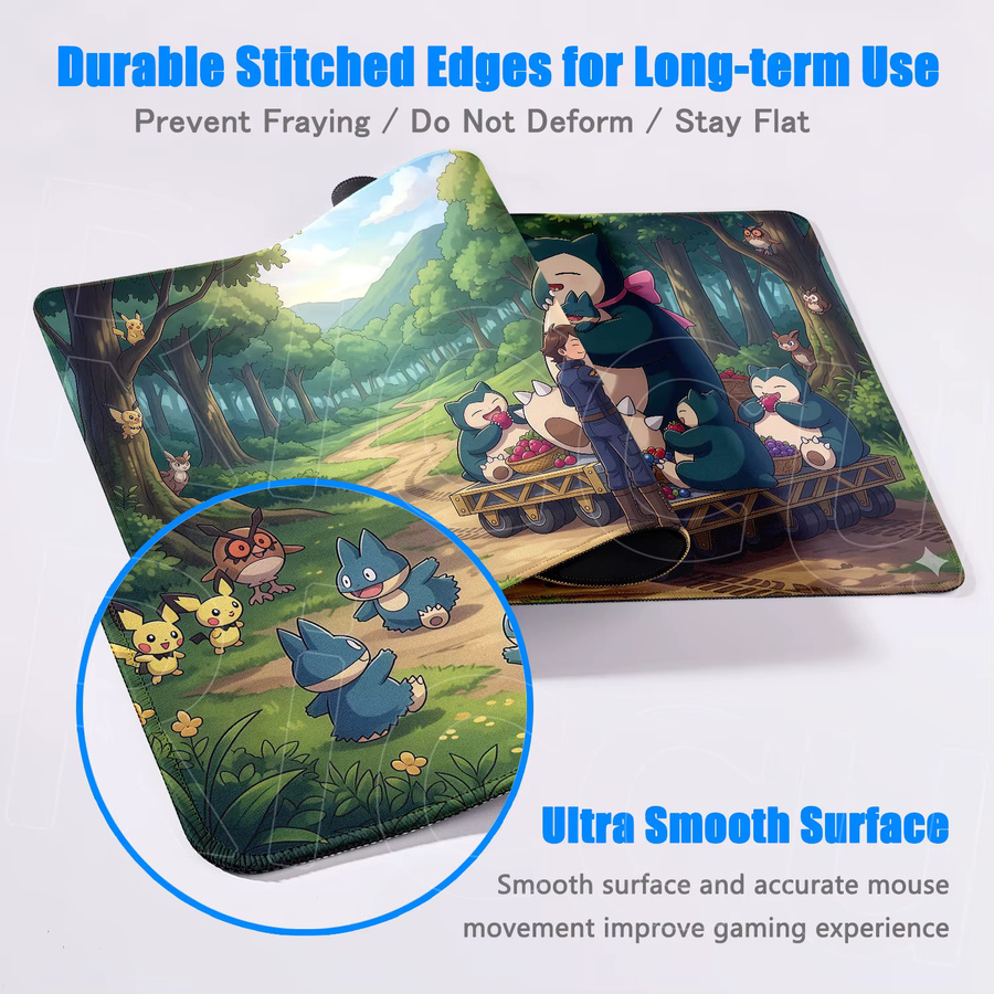 Potdemiel Gaming Mousepad Snorlax Motiv in Multicolor mit Locking Edge und Gummirücken für Maus und Tastatur - Bild 2