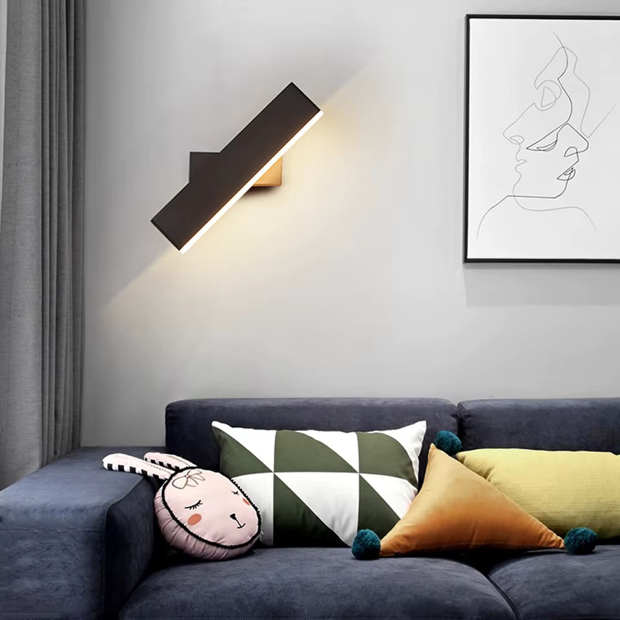 Moderne LED-Wandleuchte von LITU in Schwarz aus Aluminium mit dimmbarer Warmweiß-Funktion und Drehregler für Flur und Treppenhaus - Bild 2